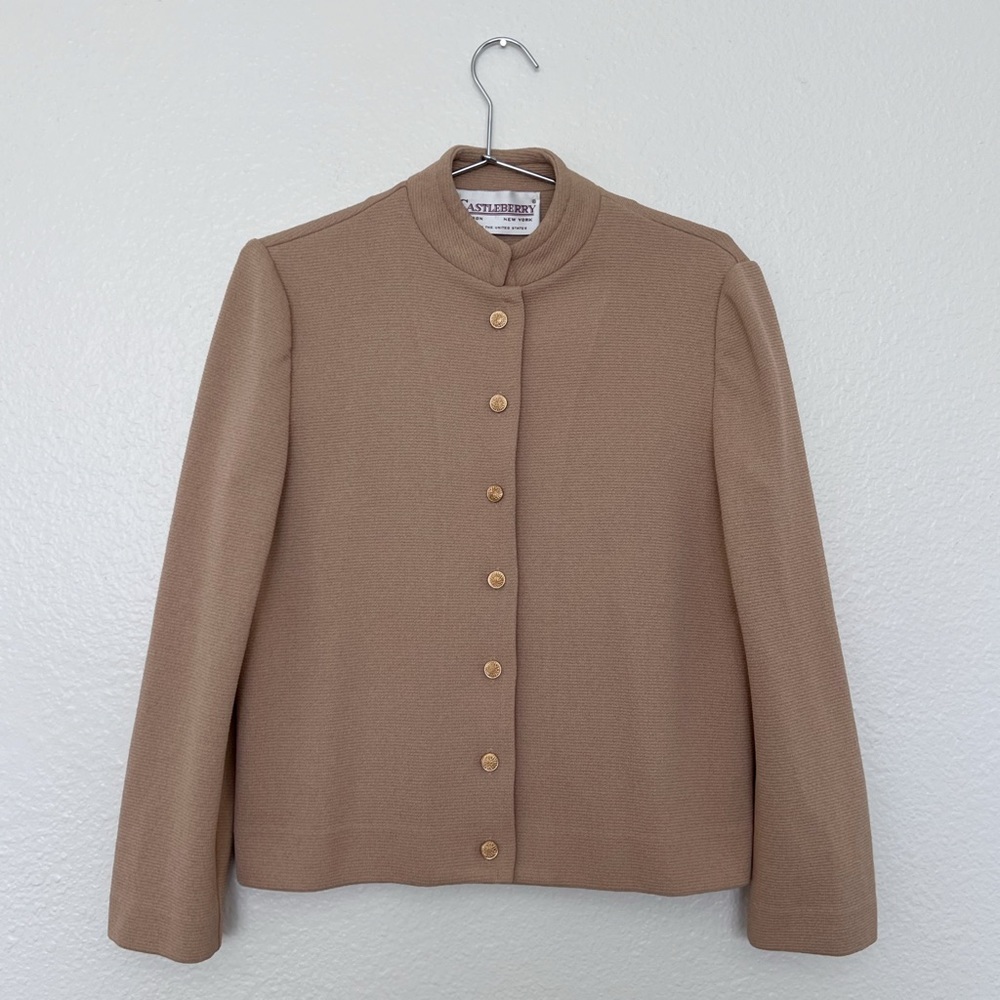 CASTLEBERRY Vintage Texture Ribbed Jacket with Gold Buttons SZ S